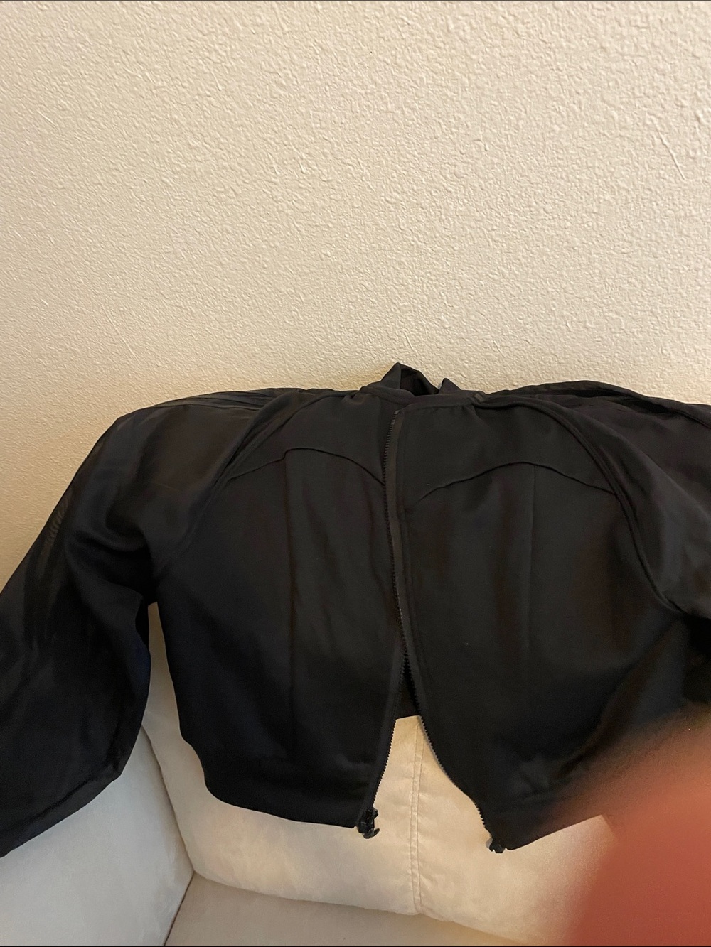 adidas Originals Black Cropped Bomber Jacket with Sheer Sleeves - Picture 2 of 16
